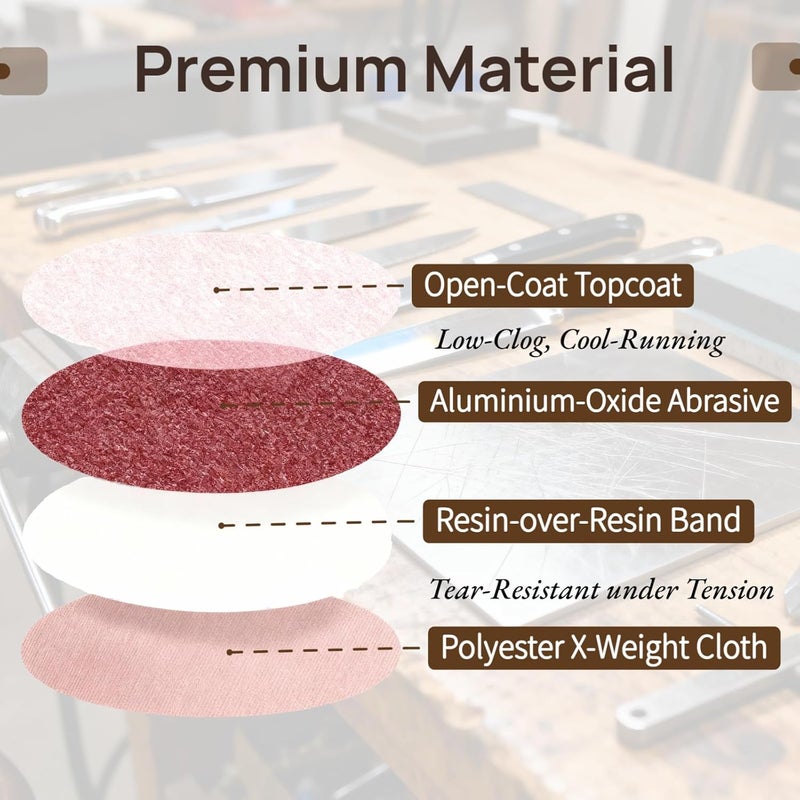 KTHUA 1/2x18 Inch Sanding Belts: 60 Pack 80–400 Grit — Precision Butt Joint & Resin-Over-Resin — Stable Tracking for Knife Making Detail Work — Fits 1/2 x 18 Belt Sanders - Image 4